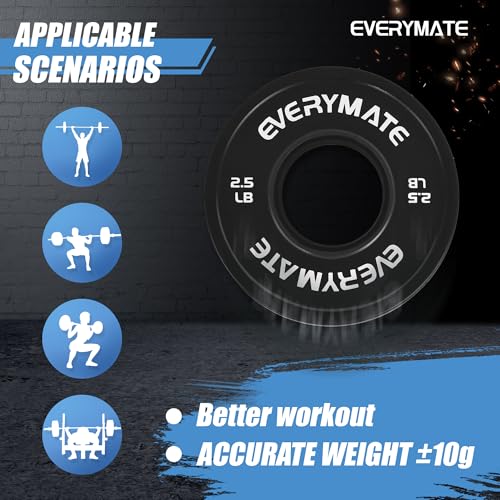 EVERYMATE 18.5 LB Black Fractional Olympic Weight Plates Set 0.5, 1.25, 2.5, 5 lbs