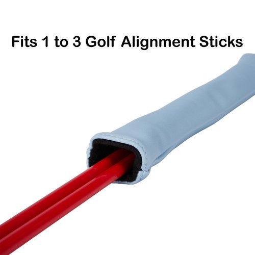 Kimpengofu Classic Golf Club Alignment Stick Cover Holds at Least 2 Sticks Soft Synthetic Leather Protector Case - White, Black, Green and Light Blue (Light Blue)