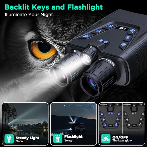 WASOCA Compact 4K Night Vision Goggles with 58MP Photos, 1968ft Range, 64GB, Rechargeable Battery
