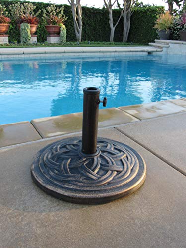 18-Inch Cast Stone Umbrella Base - Rust-Free Composite Material, Bronze Finish