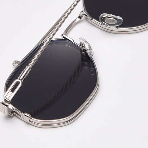 kachawoo Flip up Sunglasses for Men Polarized Clip on Sun Glasses Women Yellow Blue Shades Eyewear (silver with black)