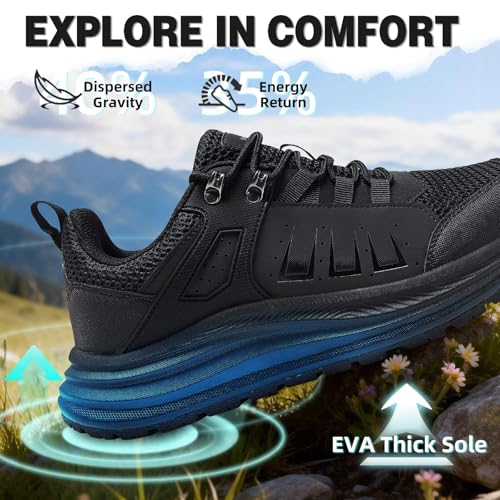 Men's Orthopedic Running Shoes Black 11 W - Arch Support & Pain Relief