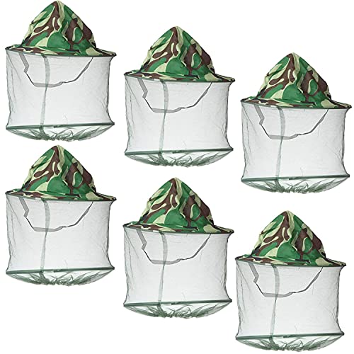6 Pack Mosquito Head Net Bee Hat with Face Cover - Sun Protection for Outdoor Activities
