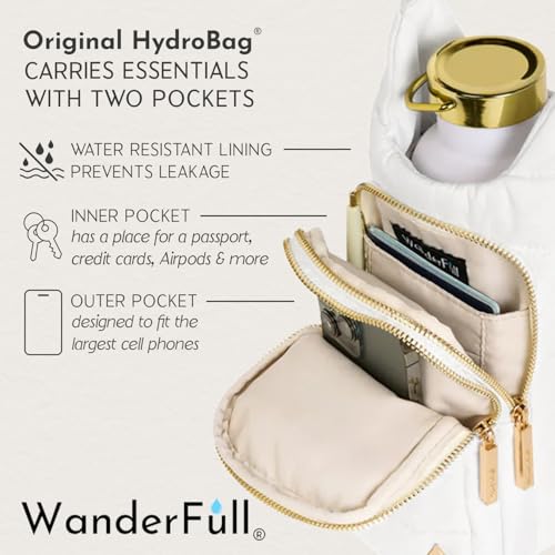 WanderFull HydroBag Vegan Leather Water Bottle Holder with 2 Straps - Ivory, Oprah’s Favorite 2024