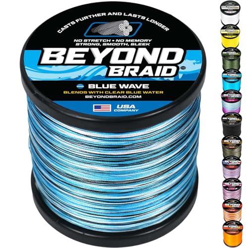 Beyond Braid Braided Fishing Line Blue Wave 15LB 150 Yards - Super Strong & Abrasion Resistant