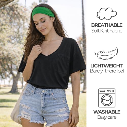 Dark Hair Headbands for Women - Pack of 10 Wide No Slip Hair Accessories