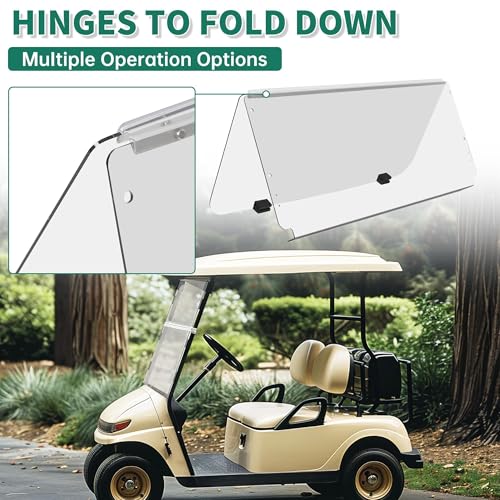 ECOTRIC Clear Fold-Down Windshield for 1982-2000.5 Club Car DS, High Clarity Acrylic