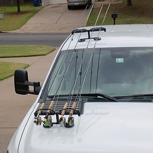 Magnetic Fishing Rod Rack for Vehicles with Ferrous Metal Hood & Roof - Black - Tight Line Enterprises (Variation: Magnetic Only)