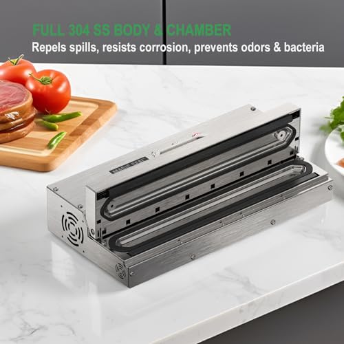 16-Inch Commercial Vacuum Sealer with Stainless Steel Construction, Automatic Food Packaging Machine