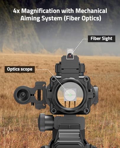 CVLIFE 4x32 Prism Rifle Scope with Green Laser & Circle Dot Reticle - Illuminated Red, Green, Blue & Fiber Optic Sight