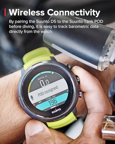Suunto D5 Dive Computer with Color Display, 100m Waterproof, All Black