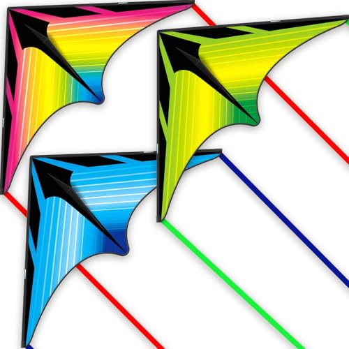 Colorful Blue Green Kites Set for Kids & Adults, Easy to Fly Outdoor Toy - Green, Blue, & Colorful Variation
