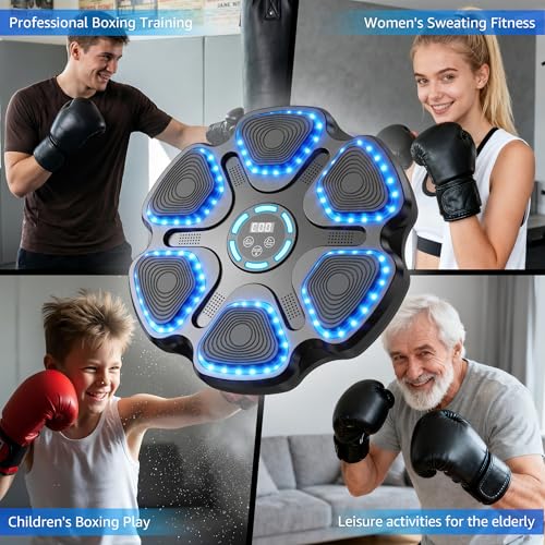 Black Music Boxing Machine for Kids & Adults with Gloves - Interactive Fitness & Training