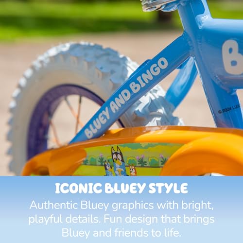 Dynacraft Bluey 12-Inch Kids Bike with Training Wheels - Light Blue, Toddler Bicycle