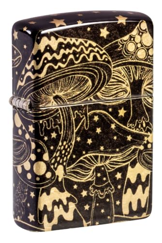 Zippo Mushroom Drift Design 540 Tumbled Brass Windproof Pocket Lighter - Unique Psychedelic Pattern