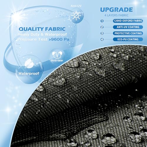 17-19FT Waterproof Boat Cover with Motor Cover - 1200D PU Trailerable, Black