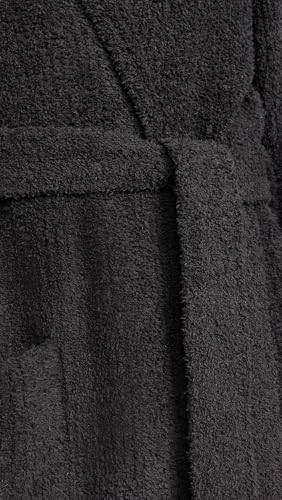 Barefoot Dreams CozyChic Ribbed Hooded Robe - Carbon, Unisex Loungewear