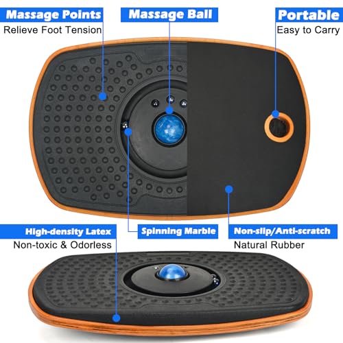 Standing Desk Balance Board with Marble & 360° Rotation - Anti Fatigue Mat for Office & Home Workout