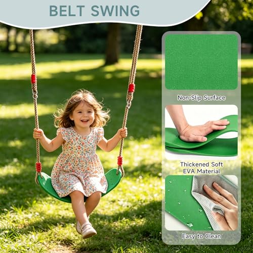 COZEER 2-in-1 Backyard Swing Set with Platform & Belt Swings, Black, Supports 440 lbs