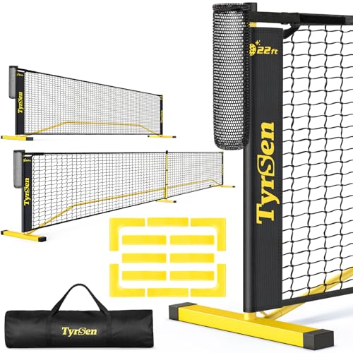 Portable Pickleball Net with Court Markers & Ball Collector - 22ft & 11ft Sizes, Carry Bag, Outdoor & Backyard Use - Variation of Pickleball Net with Court Markers
