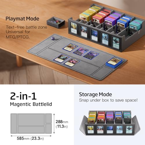 Trading Card Storage Box 5 Rows 3900+ Capacity with Magnetic Lid - Black
