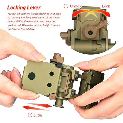 Night Vision Goggles Helmet Mount - Tan Aluminum Adjustable Adapter for PVS15/PVS18