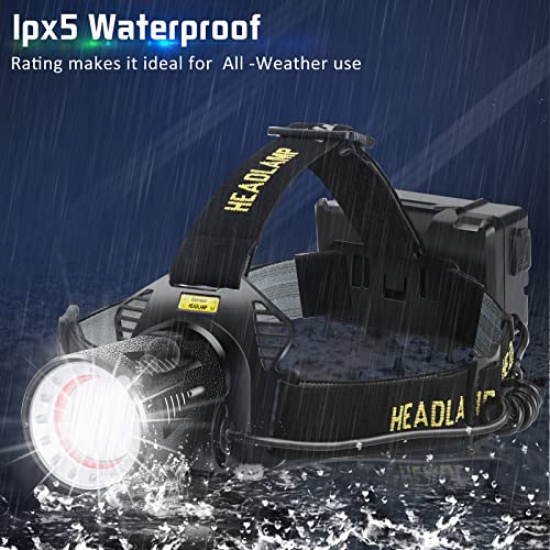 Rechargeable Headlamp with 7 Modes Waterproof Zoomable LED Headlight for Camping Hunting Fishing