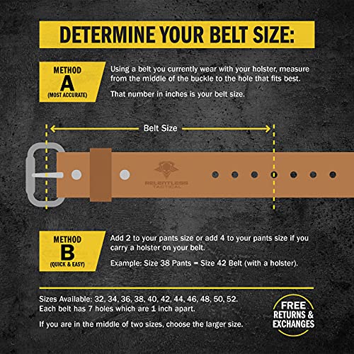 Black 38 Belt Size Concealed Carry Leather Gun Belt - Made in USA