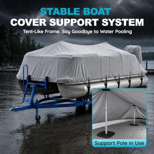 Boat Cover Support Poles - Adjustable Stainless Steel Support System with Weighted Bases for Marine Protection