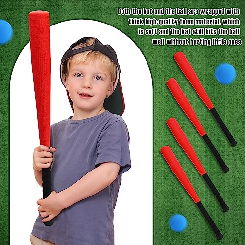 Foam Baseball Bat Set - 4 Pieces 24 Inch Soft Bat with Safe Balls for Kids & Beginners