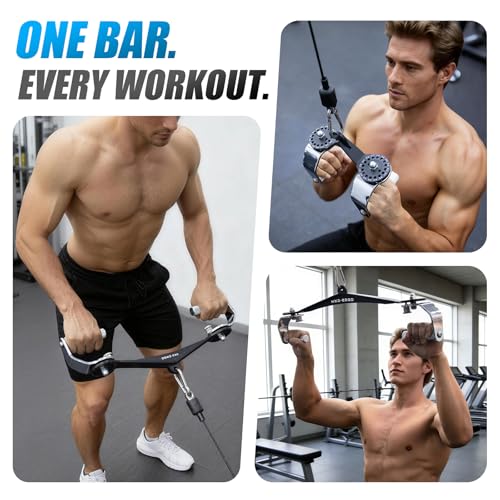 360° Rotating Lat Pulldown Bar Set with 3 Grip Options for Full Body Workout
