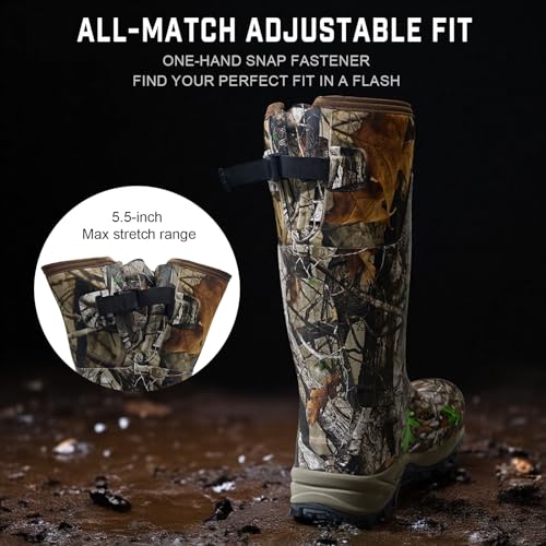 GIEESHIELD Waterproof Neoprene Rubber Boots for Men & Women - Next G2 Camo, 6mm Insulated, Anti-Slip Sole, Hunting & Rain Footwear, Size 11 Women / 10 Men
