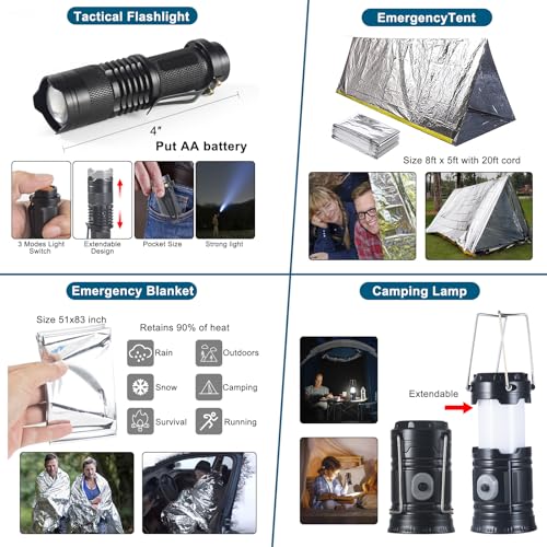 254-in-1 Survival Kit with First Aid and Outdoor Tools for Emergency Preparedness