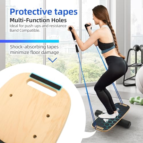 Flycoop Adjustable Balance Board for Adults - Black, 29 x 11 inches with Stand