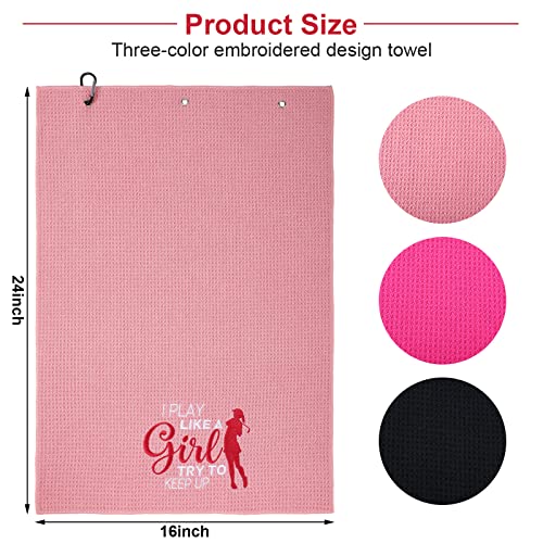 Golf Towels Set - Microfiber, 3 Pack with Clip for Women & Men