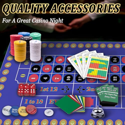 WodGod 5-in-1 Casino Game Set with 360 Green Chips, Roulette, Poker, Blackjack, Craps