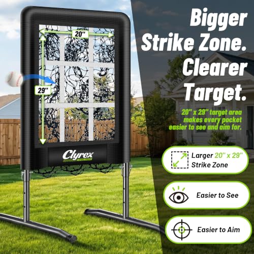 Black 9 Hole Baseball Softball Pitching Net with Strike Zone for Accuracy Training