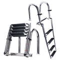Heavy Duty Folding Boat Ladder Stainless Steel 4 Steps for Pontoon & Marine Use