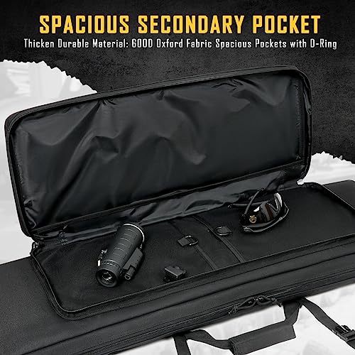 DULCE DOM Black 42-inch Double Rifle & Pistol Soft Gun Case with Padded Compartments