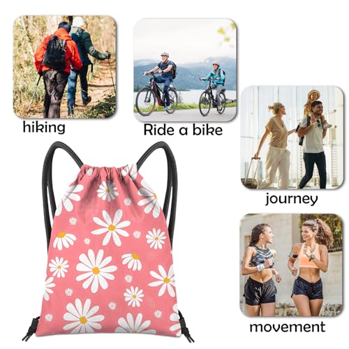 Waterproof Daisy Drawstring Backpack for Sports Beach Travel - 13x17 Inches - Z24 Daisy