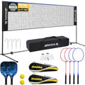 BAGAIL Adjustable Height Badminton & Pickleball Net - Blue Combo, 10 ft Wide