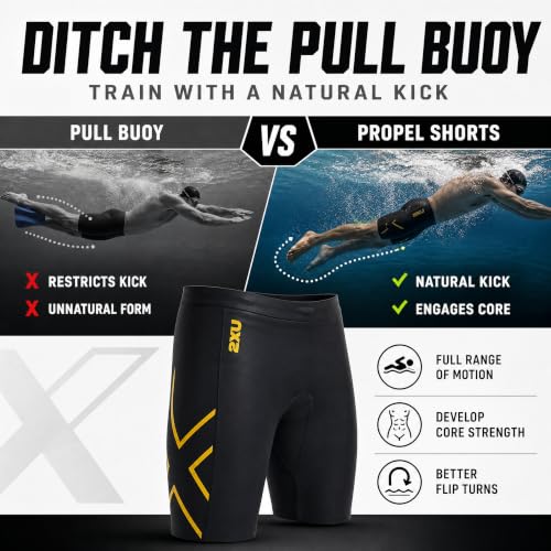 Large Black 2XU Propel Buoyancy Shorts - Neoprene Swim Training for Triathlon