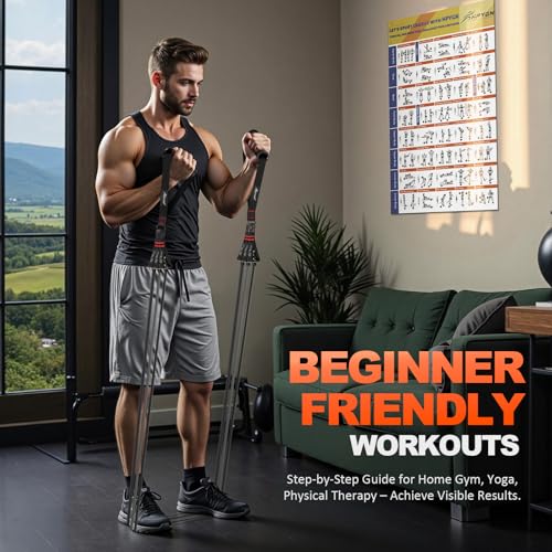 HPYGN Resistance Bands with Handles 300 lb Grey – Home Workout Exercise Bands