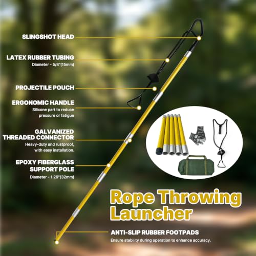 Yellow Arborist Slingshot Throw Line Launcher for Tree Trimming & Outdoor Use