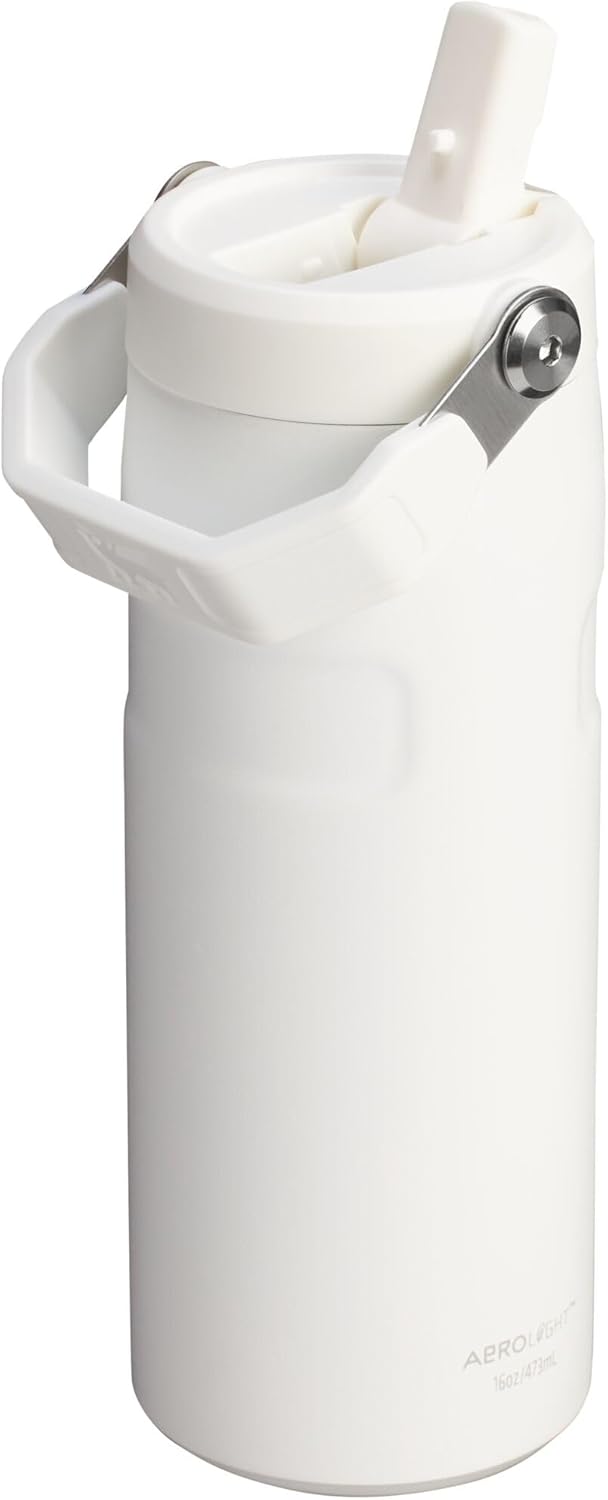 Stanley IceFlow Water Bottle 16 OZ - Insulated Stainless Steel with Built-In Straw | Lightweight & Leak-Resistant | Frost Color