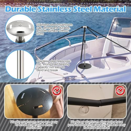 4-Pack Stainless Steel Boat Cover Support Poles Adjustable 30.7-71" with Heavy-Duty Bases