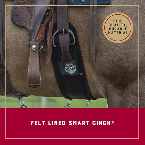Weaver Leather 28-Inch Felt Lined Equine Cinch - Black, Smart Buckle Western Girth