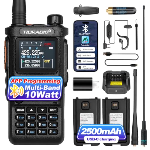 (4th Gen) TIDRADIO TD-H8 10W Ham Radio Handheld Kit with APP Programming - Black, 1 Pack