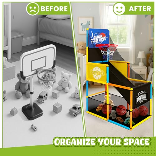 Kids Indoor Arcade Basketball Game Set with 4 Balls - Portable & Stable