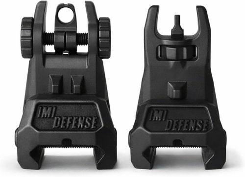 IMI Defense Flip Up Iron Sights - Durable Polymer Front & Rear Dual Aperture Sights | Black